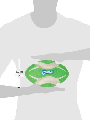 Chuckit! Max Glow Fumble Fetch Dog Football Toy, Green/White, Rubber & EVA, 1 Count, Model 32306