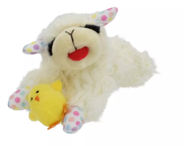 Multipet Lamb Chop Mini Spring Chick Polka Dot Dog Toy - 6''