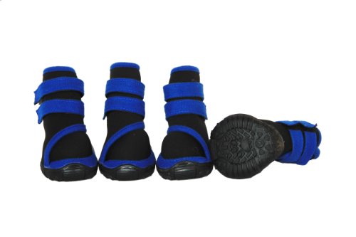 Pet Life Ankle Supportive Neoprene Stretch Premium Grip Pet Dog Shoes Boots Booties - Set Of 4, Small, Black/Blue