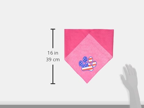 Pet and Dog Bandana Screen Printed, Patriotic Paw Light Pink Large