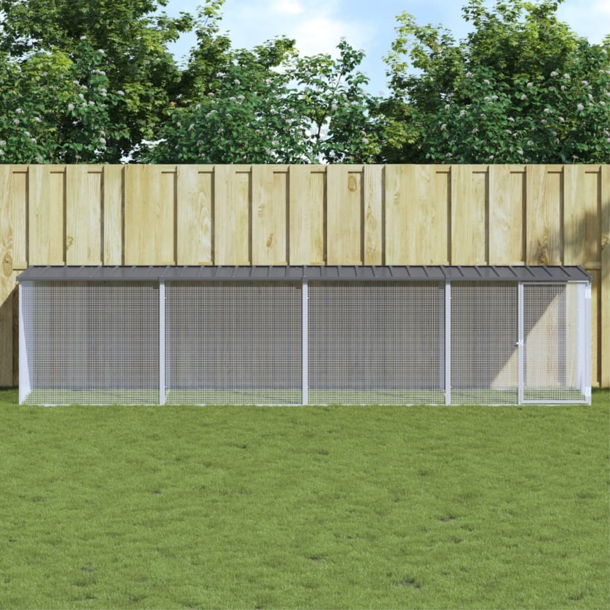 vidaXL Chicken Cage with Roof Anthracite 158.7x38.6x35.4 Galvanized Steel