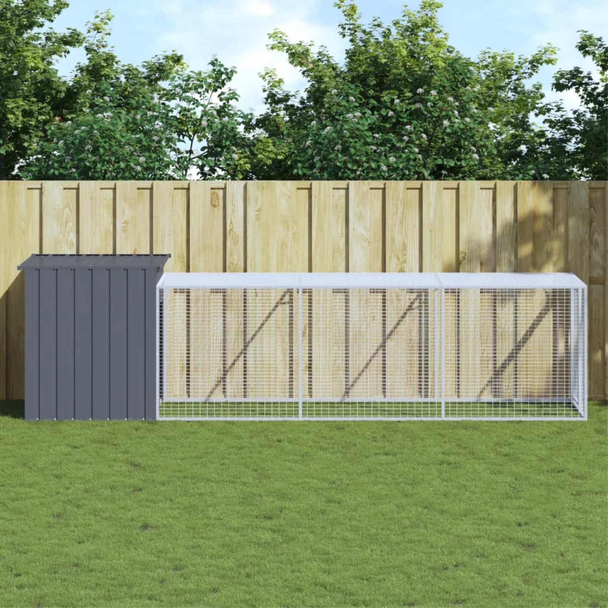 Vidaxl Chicken Cage With Run Anthracite 43.3Inch X159.4Inch X43.3Inch  Galvanized Steel