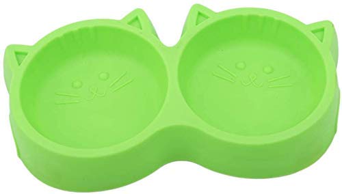 Rvpaws Pet Feeding Bowl  Cat Face Shaped Double Food And Water Bowl For Dogs And Cats (Color May Vary)  Pack Of 1