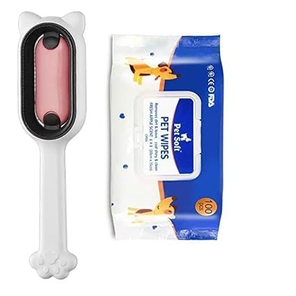 Kittupet Cat Brush, Dog Brush, 100 Tissue Included, Pet Brush, Healing Brush, Slicker Brush, Cat Comb, Dog Comb, One Massage, Fu