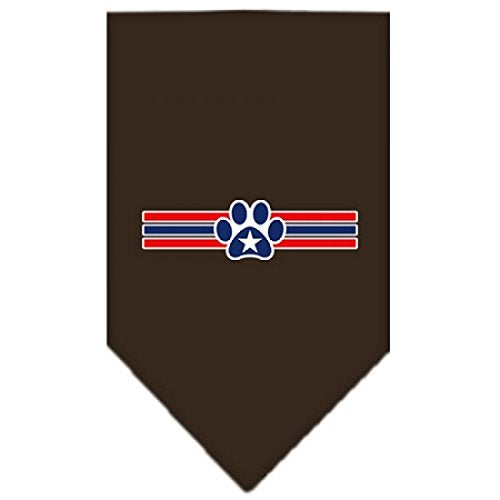 Pet and Dog Bandana Screen Printed, "Patriotic Star Paw" Cocoa Small