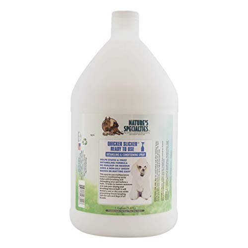 Nature's Specialties Quicker Slicker Detangling Spray, 1 Gallon, Professional Groomers, Restores Moisture, Made in USA
