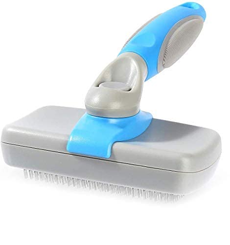 Pups&Pets Self Cleaning Slicker Brush With Ergonomic NonSlip Handle For Pet Grooming Gently Removes Tangled Matted Fur From Cat