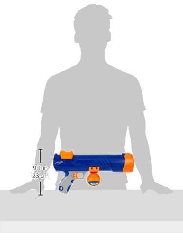 Nerf Dog Tennis Ball Blaster Toy - 16" Compact Blaster with 1 Ball, Blue/Orange, Durable ABS Plastic, Original Model