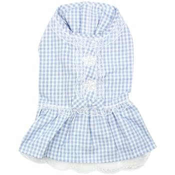 Country Side Parisian Pet Lace Blue Dog Girl Puppy Dress - 100% Cotton Stylish Summer Casual Dog Dress | Xl
