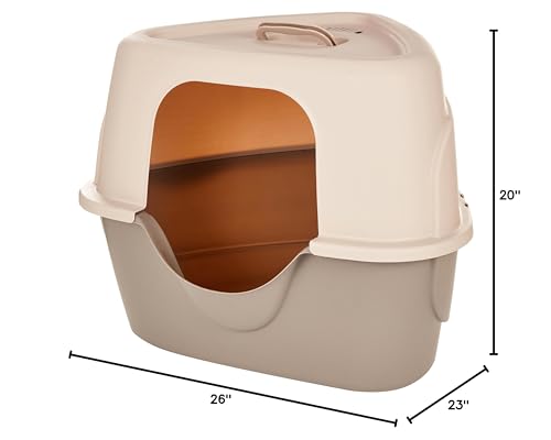 Amazon Basics No-Mess Hooded Corner Easy Clean Cat Litter Box, Triangle, Charcoal, 26 In X 20 In X 23 In