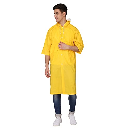 The Clownfish Raincoat For Men And Women Waterproof Pvc Material Longcoat With Adjustable Hood Agro Pro Series (Yellow, Free Siz