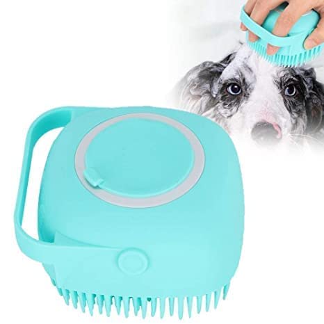 Judee Dog Bath Brush Body Scrubber Shampoo Dispenser Tick Remover For Shower Bathing And Shedding Soft Silicone Bristles Brushes