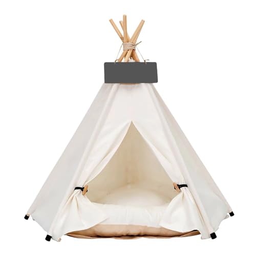 Pet Teepee Dog & Puppy Cat Tents Tipi Bed Portable Houses With Thick Cushion For Pets Up To 33Lbs