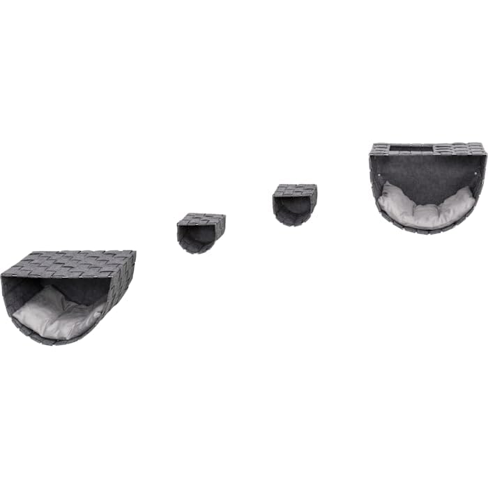 Trixie Frehi Wall Mount Cat Condo Set, 2 Condos And 2 Steps, Dark Gray