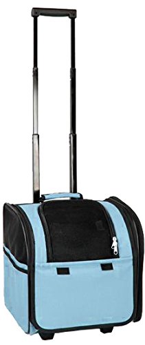 PET LIFE Wheeled Collapsible Breathable Airline Approved Travel Pet Dog Carrier, One Size, Blue