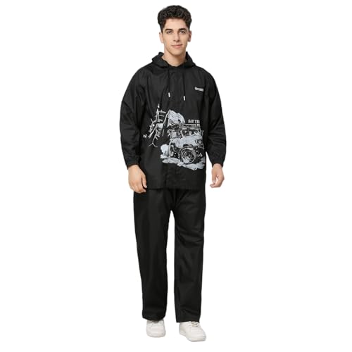 Citizen Explorer Raincoat For Men With Waterproof Pant, Adjustable Inbuilt Hood & Carry Bag | Poly Rubberized Pvc Coated Fabric