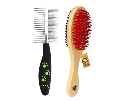 Foodie Puppies 2 In 1 Pet Grooming Professional Quality Hair Massager Deshedding, Dematting Comb Brush For Dogs, Cats & Puppies 