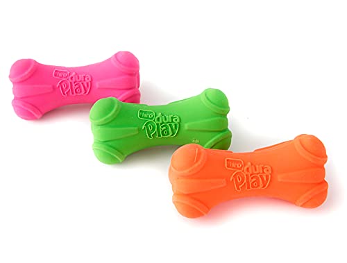 Hartz Duraplay Bone Squeaky Latex Dog Toy For Small Breeds, 3 Pack