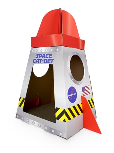 American Cat Club Cat House - Space Ship Design with Scratcher & Catnip, Model ACC2040, Cardboard Material