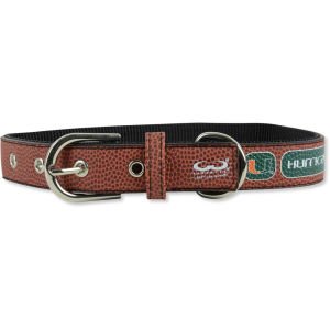 Ncaa Miami Hurricanes Classic Leather Football Collar, Small