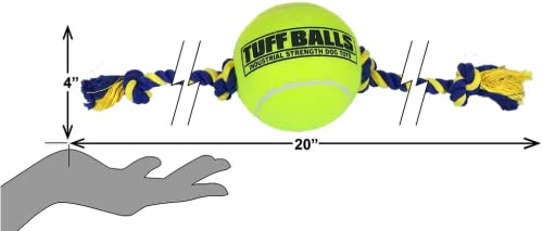 Petsport 70155 Mega Tuff Ball Tug Dog Toy Yellow, 4 In