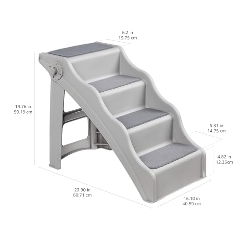 Amazon Basics Foldable Non-Slip Steps For Dogs And Cats, Grey, 23.90'' X 16.10'' X 19.76''