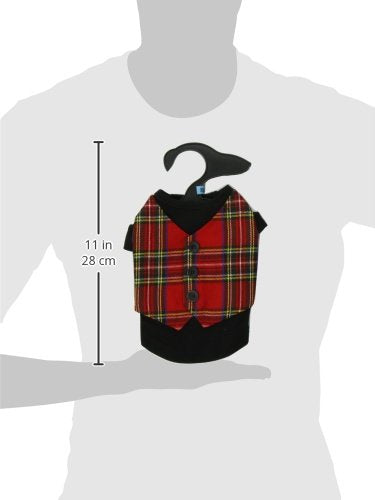 East Side Collection Holiday Tartan Pet Vest, Xx-Small, 8-Inch, Red