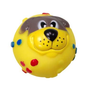 Dog Trust Squeaky Puppy Face Ball Rubber Toy For Dog 1 Pcs Color May Very