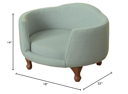 Homepop Home Decor | Upholstered Curved Pet Bed | Luxury Cat & Dog Beds & Furniture | Round Pet Bed Created With Stain Resistant Fabric, Aqua Woven
