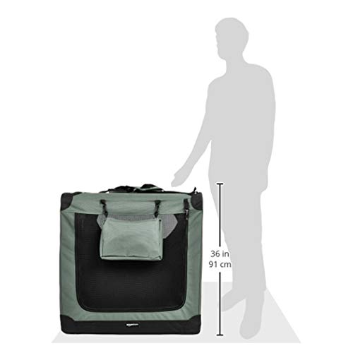 Amazon Basics Portable Dog Crate Carrier, 42x31x31 inches, Grey, Polyester, Model 12002-42GY-APL