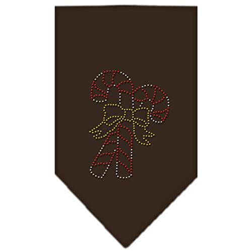 Christmas Pet and Dog Bandana Rhinestone, "Candy Canes" Cocoa Small
