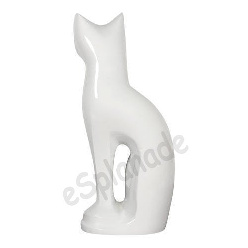 Esplanade Metal Cremation Urn Memorial Jar Pot Container | Full Size Urn For Funeral Ashes Burial | Cat/Kitten Shape Metal Urn | White - 9' Inches