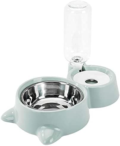 Conziv Dog Cat Bowls Food And Water Bowls Set, Automatic Water Dispenser Durable & Detachable Stainless Feeder Double Pet Bowls 