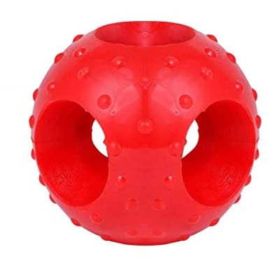 Pups&Pets NonToxic Rubber Hole Ball Chew Toy, Puppy/Dog Teething Toy  3 Inches.