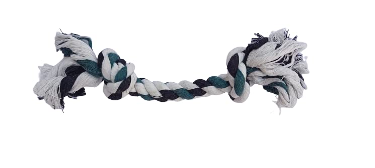 Snookum Durable 2 Knot Knotted Cotton Rope Toys For Teeth Cleaning And Chewing, Small & Medium Dog/Cat/Puppy (Color May Vary)