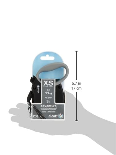 Alcott Adventure Retractable Reflective Belt Leash, 10' Long, Extra Small For Dogs Up To 25 Lbs, Black With Grey Soft Grip Handle, (Rlsh Aa Xs Bk)