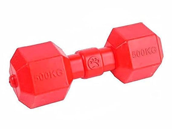 D&C Paws Indestructible Dumbell Toy, Natural Rubber Bite Resistant Chew Toy For Teeth Cleaning And Playing For Dogs, Puppies, Ca