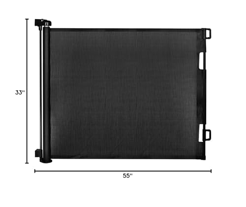 Veraste Retractable Baby Gate,Mesh Baby Gate Or Mesh Dog Gate,33' Tall,Extends Up To 55' Wide,Child Safety Gate For Doorways, Stairs, Hallways, Indoor/Outdoor(Black,33'X55'