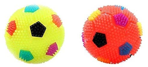 Psk Pet Mart Dog Trsut Led Whistle Squeaky Squeaker Sound Ball Playing Toy Teething Rubber Balls 2 Pieces (Multicolour)