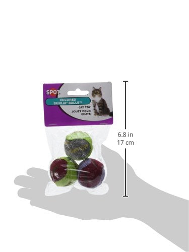Ethical Burlap Balls Cat Toys Assorted Colors, 3-Pack