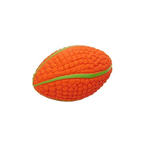 Psk Pet Mart Squeaky Toys Ball Bouncing Latex Fetch Throw Rugby Football For Pet Toy (Small) (Pack Of 1)