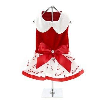 Doggie Design Holiday Dog Harness Dress - Candy Canes (Large)