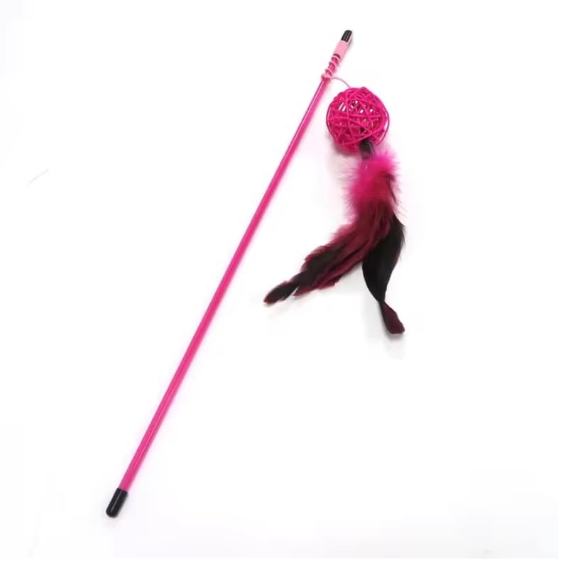 Dog Trust Modern Wand Stick Toy For Cats, Feather Toys With Bell Kitten Toy Pack Of 1