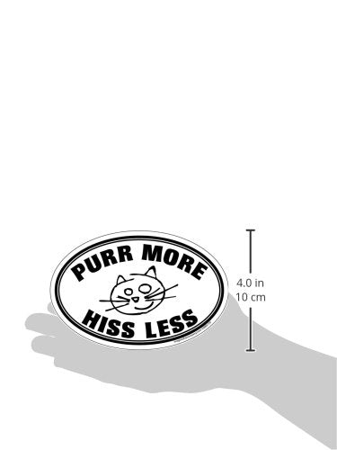 Imagine This Oval Magnet - Purr More Hiss Less, Black and White, Plastic, Model O1272
