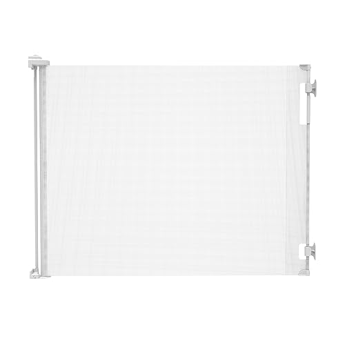 Retractable Baby Gate Perma Child Safety 41' Tall X 71” Wide, Mesh, For Stairs, Doorways, Dogs, Pets, Indoor, Outdoor, One-Handed Operation, Locking, Easy Install, Hardware Mount, White