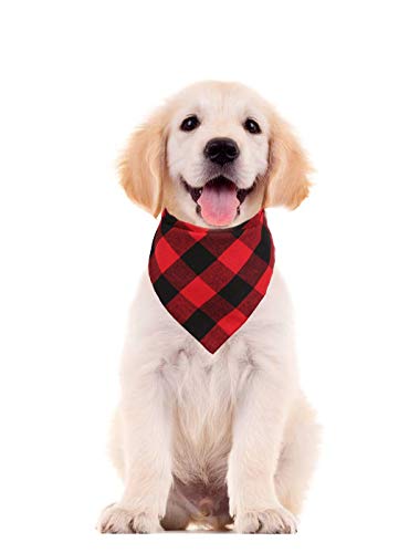 Lamphyface 2 Pcs Dog Bandana Christmas Pet Clothing Triangle Scarf Accessories Bibs Red Black Plaid