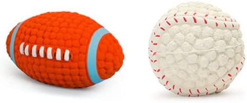 Woofy Non Toxic Natural Latex Rubber Dog Rugby Ball And Baseball  Soft, Bouncy & Durable For All Breed Dogs And Puppies  Set O