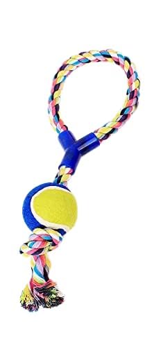 Dog Trust Dog Interactive Toy Rope Handle With Rubber Ball Suiatble For Medium Breeds (Multicolor)
