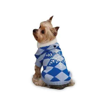 East Side Collection Acrylic Snowflake Snuggler Dog Sweater, Xx-Small, 8-Inch, Blue