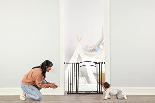 Regalo Insight™ Baby Safety Gate - Black Metal, Includes Clear Door, Extension Kit & Mounting Kit, Model 0340 B DS